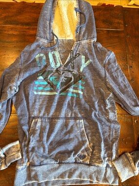 Roxy Blue Hooded Pullover with Teal Graphic